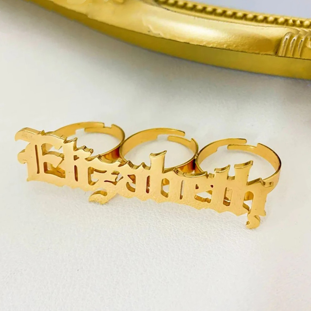 Statement Cocktail Ring - Anel de nome personalizado feminino junta