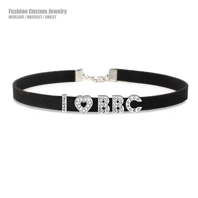 Crystal Choker Necklace - Goth sexy strass letras eu amo