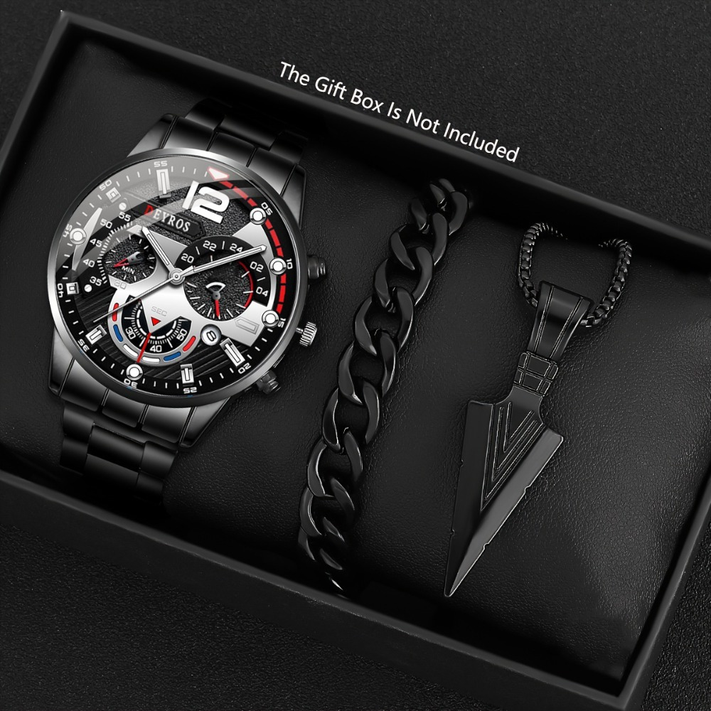 Best Jewelry Watches For Men - 3 pçs/set moda masculina relógio de