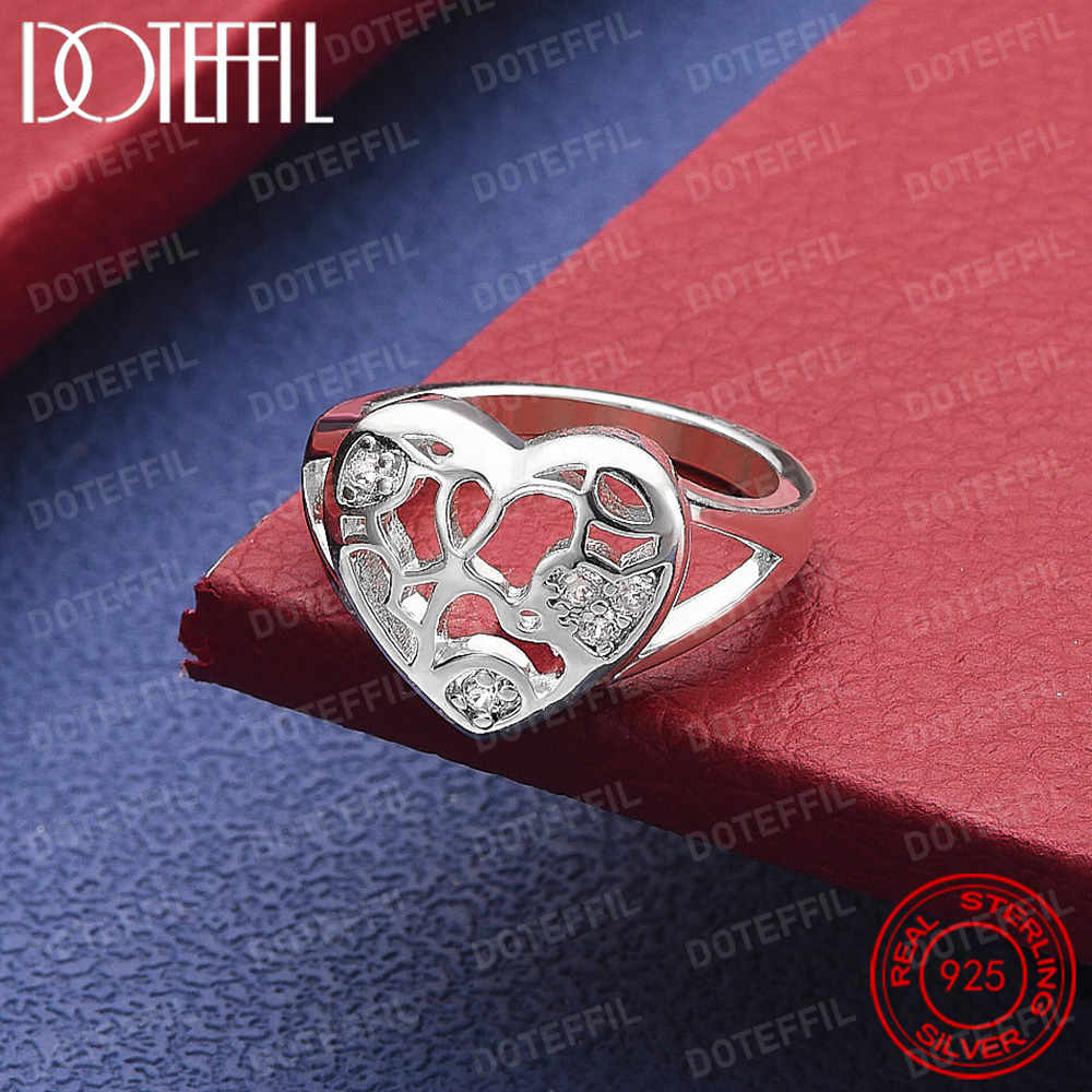 Statement Cocktail Ring - 925 prata esterlina coração aaa anel