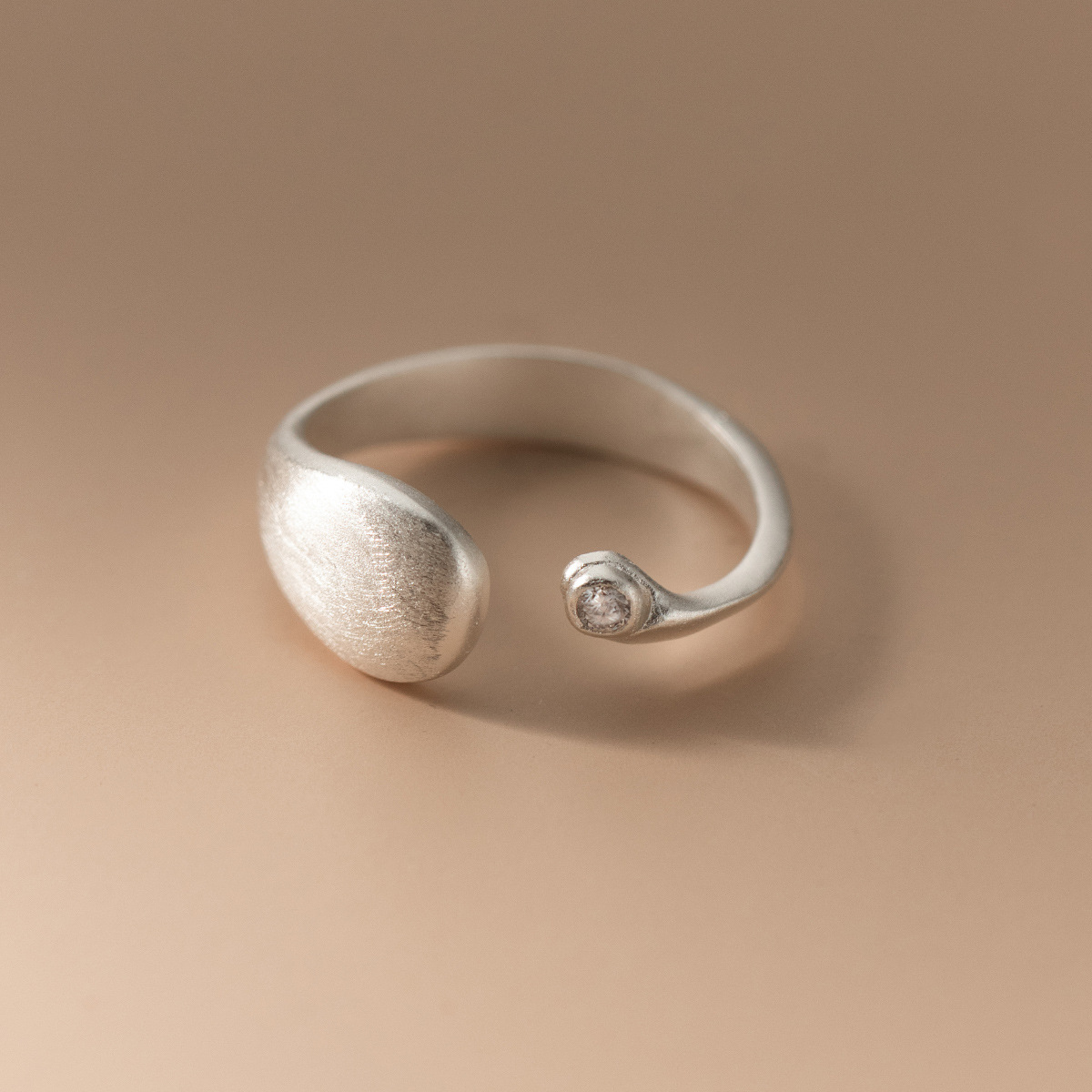Statement Cocktail Ring - 925 prata esterlina acabamento fosco geometria
