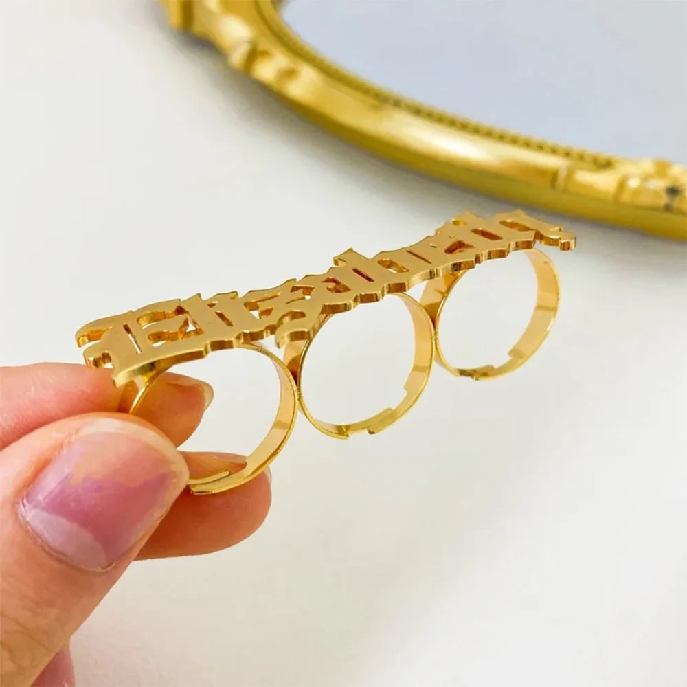 Anel de nome personalizado fem - Statement Cocktail Ring avaliação e preço