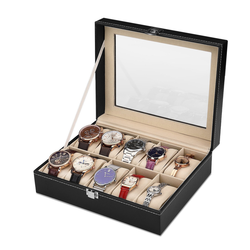 Estojo de couro PU com travess - Best Jewelry Watches For Men avaliação e preço