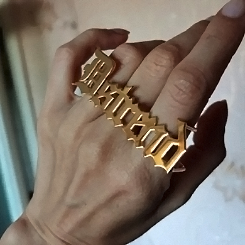 Anel de nome personalizado par - Statement Cocktail Ring avaliação e preço