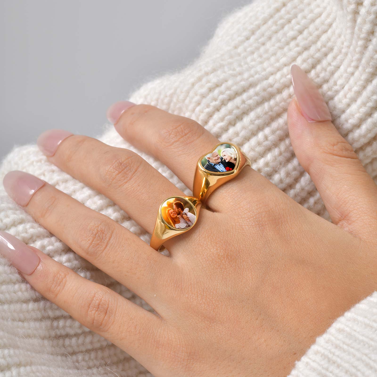 Anel de sinete com foto person - Statement Cocktail Ring avaliação e preço