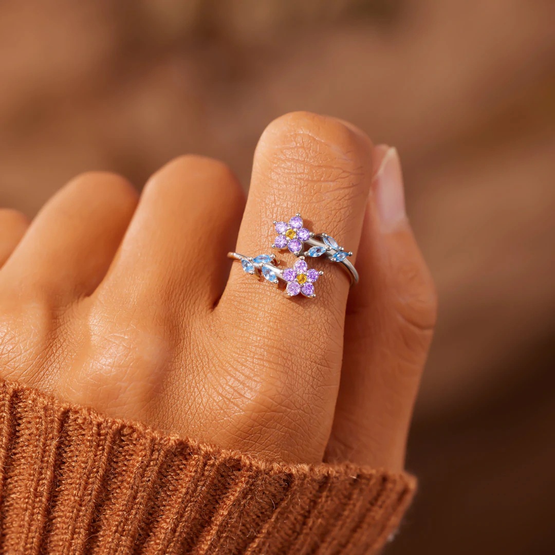 925 anéis de flores e folhas d - Statement Cocktail Ring avaliação e preço