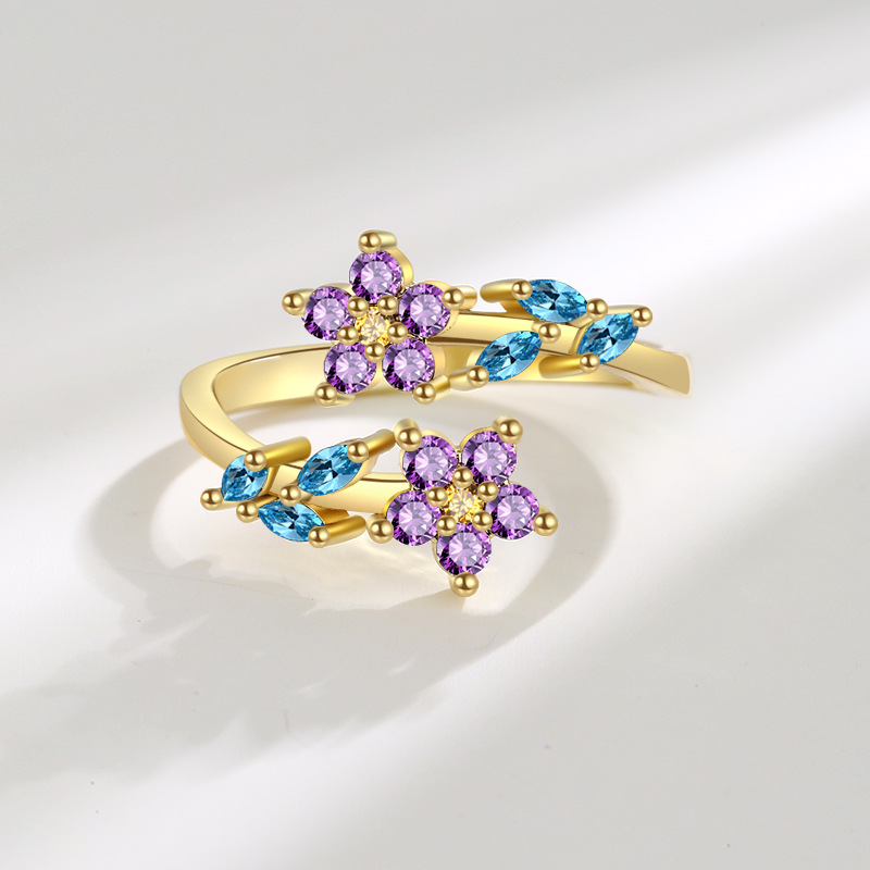 925 anéis de flores e folhas d - Statement Cocktail Ring avaliação e preço